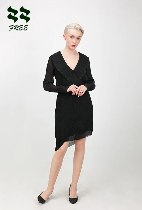Irregular Hem Pleated Midi Dress Supplier