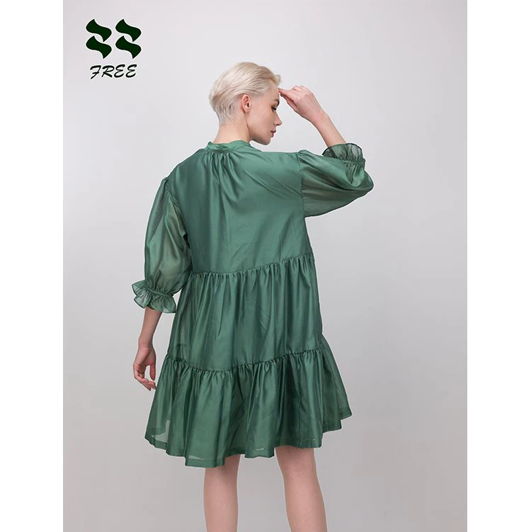 Pleated Midi Dress With Sleeves At Leisure