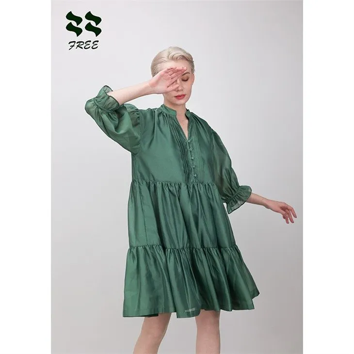 pleated midi dress with sleeves